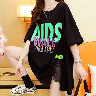 Oversized Asymmetrical Lettering T-shirt