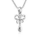 14k White Gold Diamond-cut Butterfly Bow Drop Shaped Necklace (16)