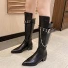 Buckle Detail Block Heel Knee-high Boots