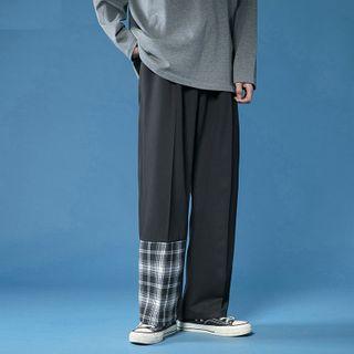 Plaid Panel Dress Pants
