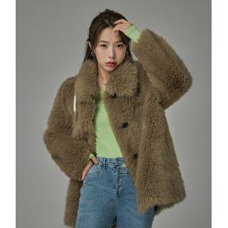 [no One Else] Collared Eco-fur Jacket