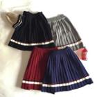 Pleated A-line Knit Skirt
