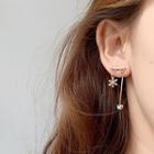 Non-matching Rhinestone Drop Earring 1 Pair - Earrings - Faux Pearl - Flower - One Size
