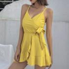 Spaghetti Strap V-neck Ruffled Swimdress