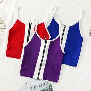 Colorblock Zipper Camisole Top