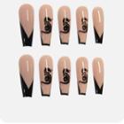 Dragon Print Faux Nail Tips W026 - Black & Khaki - One Size