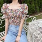 Floral Print Open Back Blouse