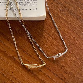 Rhinestone Metal-bar Pendant Necklace