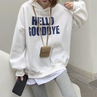 Loose-fit Panel Mock Two-piece Print Sweatshirt