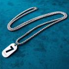 Numerical Tag Pendant Stainless Steel Necklace Silver - One Size