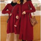 Long Sleeve V-neck Buttoned Knitted Dress