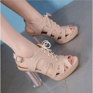 Platform Transparent Block Heel Roman Sandals