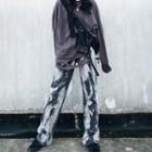 High-waist Tie-dyed Straight-cut Jeans