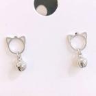 Cat Drop 925 Sterling Silver Earring 1 Pair - Silver - One Size