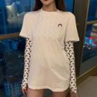 Moon Embroidered Short-sleeve T-shirt / Moon Print Long-sleeve T-shirt