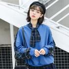 Plaid Panel Sweatshirt / A-line Mini Skirt