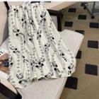 Floral A-line Midi Skirt Almond - One Size