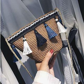 Tassel Straw Crossbody Bag