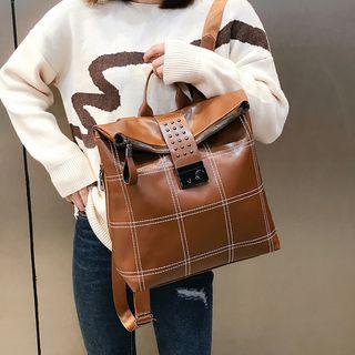 Roll Top Faux Leather Backpack