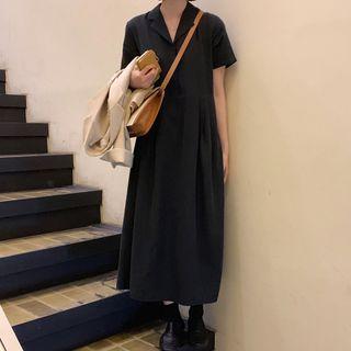 Button-up Loose-fit Dress / Plain Cropped Blazer