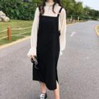 Midi Suspender Dress Black - One Size