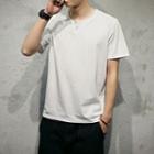 Plain Single Button Short Sleeve T-shirt