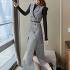 Sleeveless Midi Coat Dress / Knit Top / Set