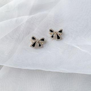Rhinestone Bow Earring 1 Pair - My30589 - One Size
