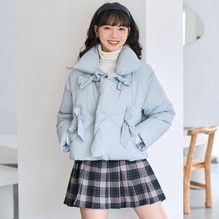 Bow Accent Padded Cropped Jacket