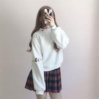 Embroidered Cutout Long-sleeve Sweatshirt