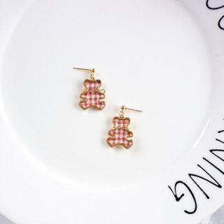 Plaid Bear Drop Earring