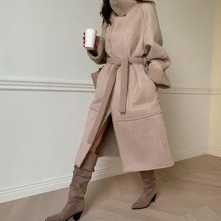 Faux-shearling Coat & Sash Beige - One Size