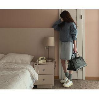 Zip-fly Denim Mini A-line Skirt