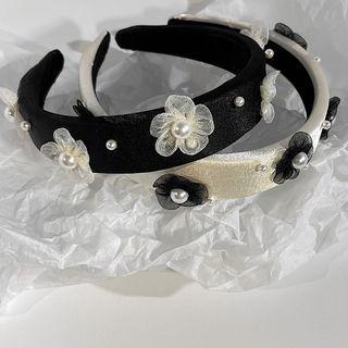 Flower Faux Pearl Fabric Headband