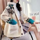 Patterned Single-breasted Fleece Jacket