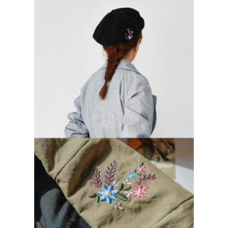 Floral-embroidered Beret