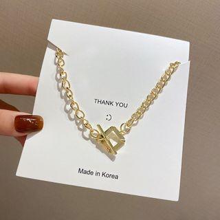 Geometric Pendant Alloy Choker X431 - Gold - One Size