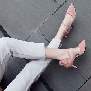 Bow Ankle-strap Pointed Toe Pumps