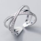 925 Sterling Silver Rhinestone Layered Open Ring S925 Sterling Silver - 1 Piece - Silver - One Size