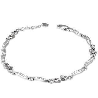 14k Italian White Gold Diamond-cut Infinity Segment Bracelet (6.5), Women Jewelry In Gift Box
