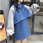 Set: Color Block Hoodie + Turtleneck Sleeveless Dress
