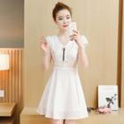 Short-sleeve Applique A-line Mini Dress