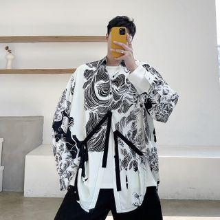 Long-sleeve Print Strappy Shirt