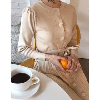 Dali Hotel Buttoned Pleated Knit Dress