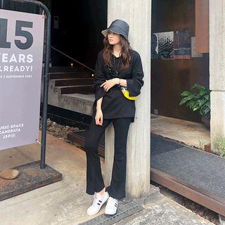 Set: Hooded Pullover + Boot-cut Pants