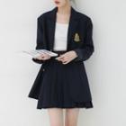 Plain Blazer / Cropped Blazer / Pleated Mini A-line Skirt