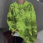 Tie-dyed Ripped Sweater Neon Green - One Size