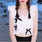 Sleeveless Ribbon Top Top - White - One Size