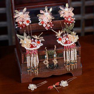 Wedding Floral Hair Pin Set Pink - One Size