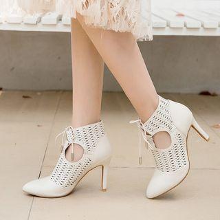 Genuine Leather High-heel Shoe Boots